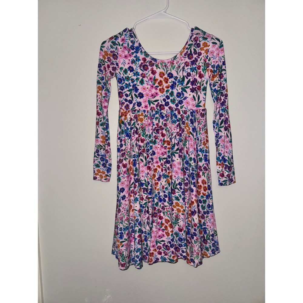 Little Sleepies Play Pink Floral Bamboo Twirl Dress Long Sleeve Pockets Size 10